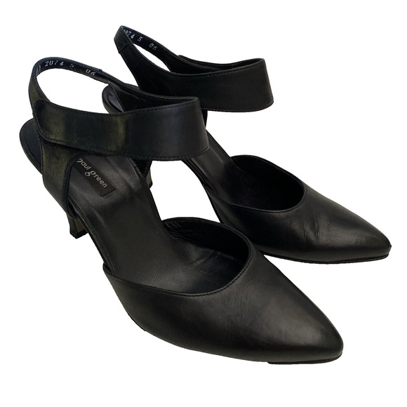 Paul Green Leather Nicolette Pump Black Pointed Toe Ankle Strap 5 UK 7.5… - Picture 2 of 8